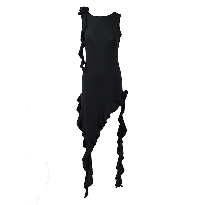 LOVECCR 2025 style ins cross-border explosive products new American wear sexy blouse dress jellyfish ruffle edge skirt