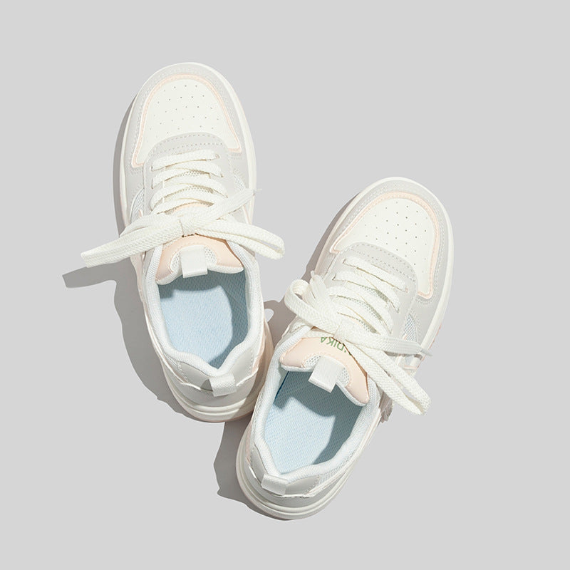 loveccr Retro White Shoes Women's Summer Spring Mesh Casual Shoes New Versatile Breathable Comfortable Soft Bottom Casual Board Shoes