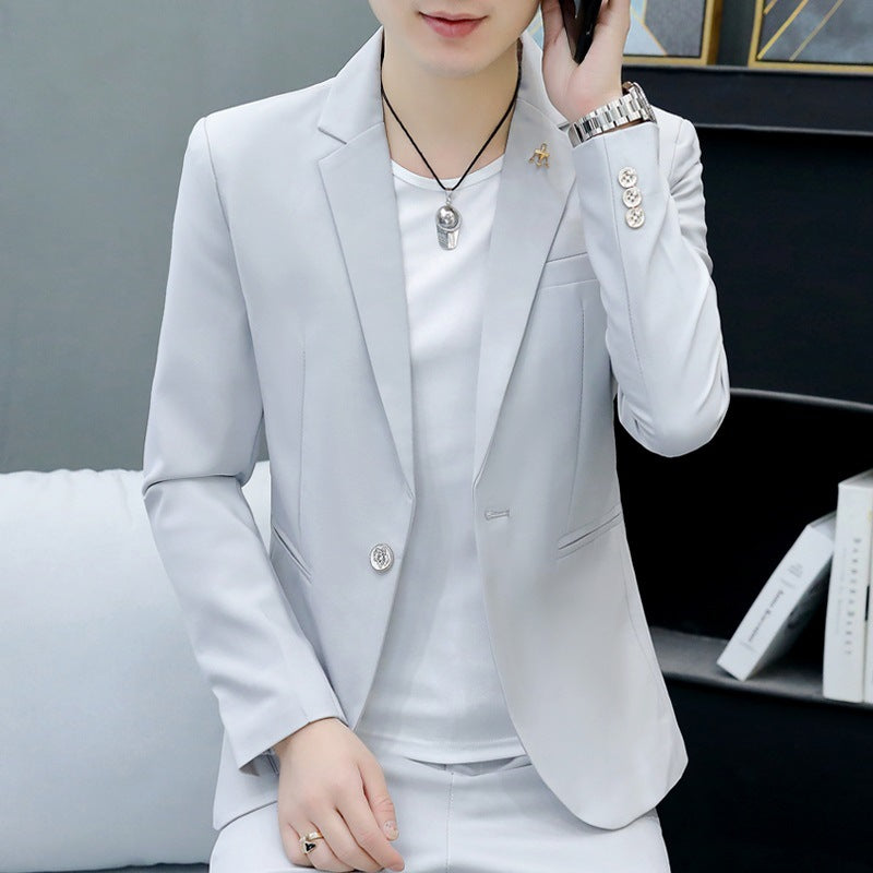 LOVECCR Suit Men's One Suit Matching Summer Korean Style Trendy Fashion Dress 3/4 Sleeve Non-Ironing Casual Small Suit
