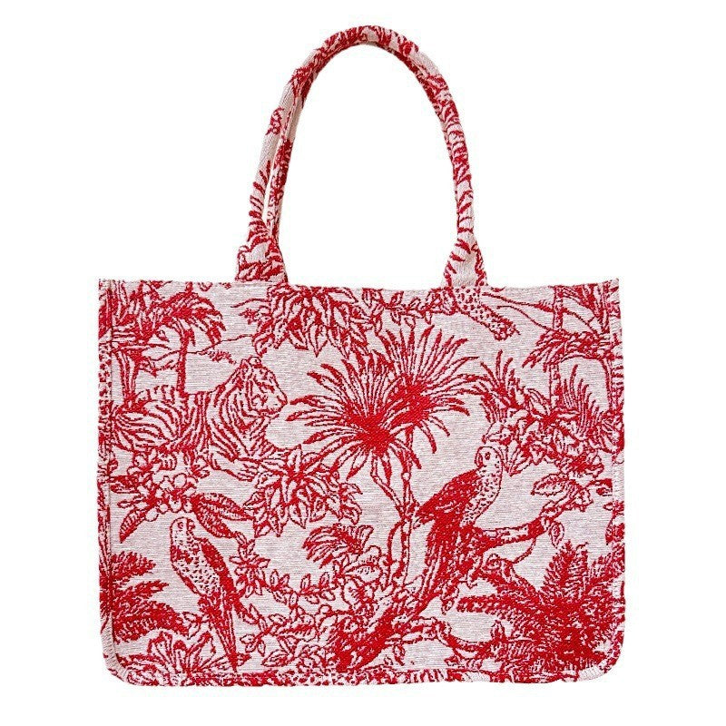 loveccr Women's Handbag Tiger Embroidered Tote Bag Cross-Border Guangzhou High Quality Commuter Pearl Shoulder Bag Wholesale