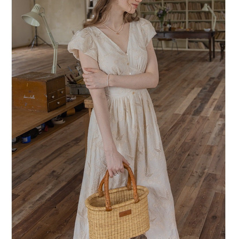 Dailyart Cotton Double Strand Ribbon Machine Embroidery Craft/ Style V-neck Dress