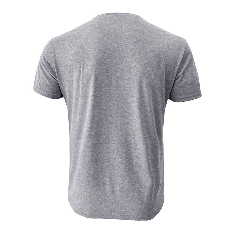 Summer European and American Men's Short-Sleeved T-shirt Foreign Trade Men's Henry T-shirt Cross-Border Clothing round Neck Top