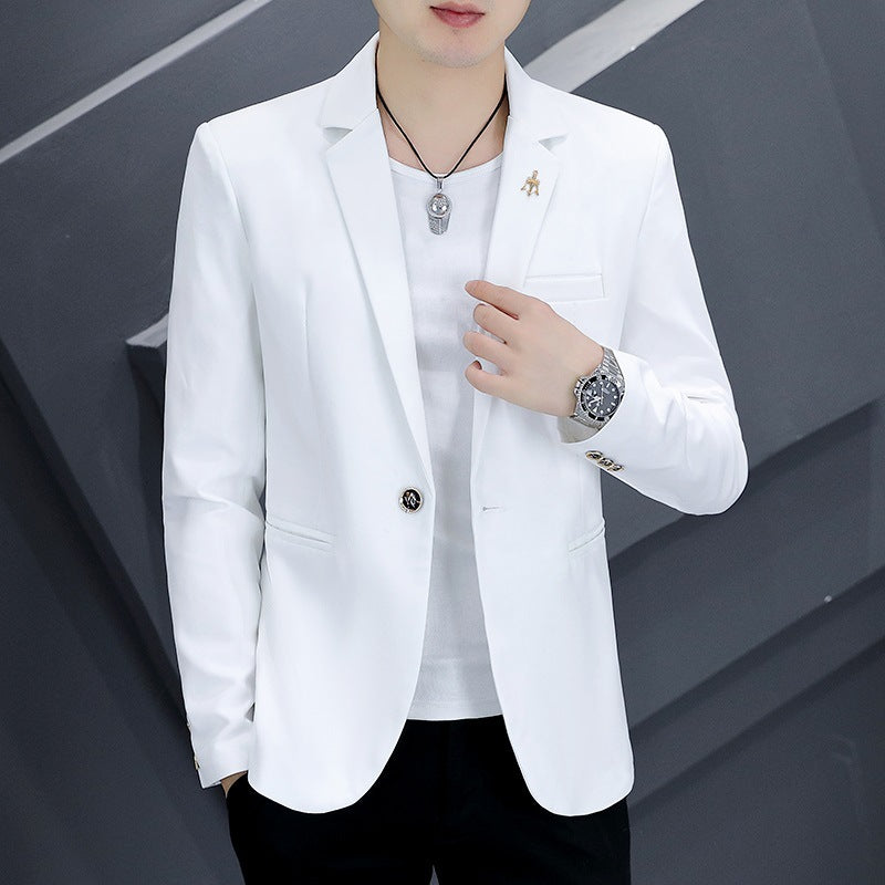 LOVECCR Suit Men's One Suit Matching Summer Korean Style Trendy Fashion Dress 3/4 Sleeve Non-Ironing Casual Small Suit