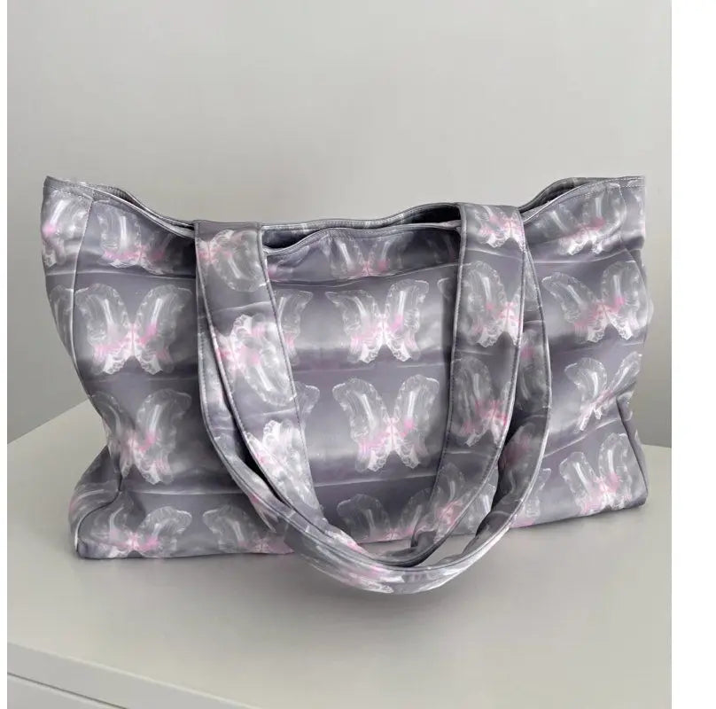 eybag - Butterfly Print Large Capacity Tote Bag Women Fairycore Aesthetic Canvas Casual Handbag Ladies Harajuku Shoulder Bags