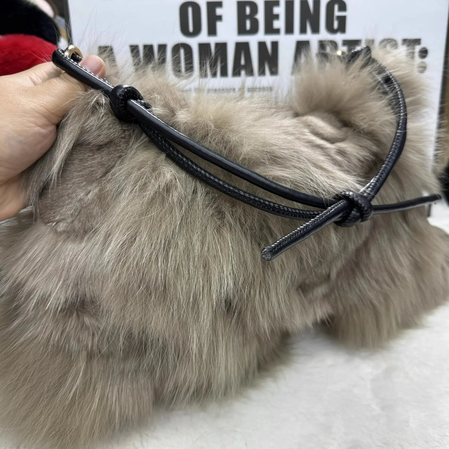 eybag - NEW Real Fox Fur Woman Ladies Crossbody Bags Designer Luxury Handbags Women Handbag Shoulder Bag Fuzzy Fluffy Tote Bag