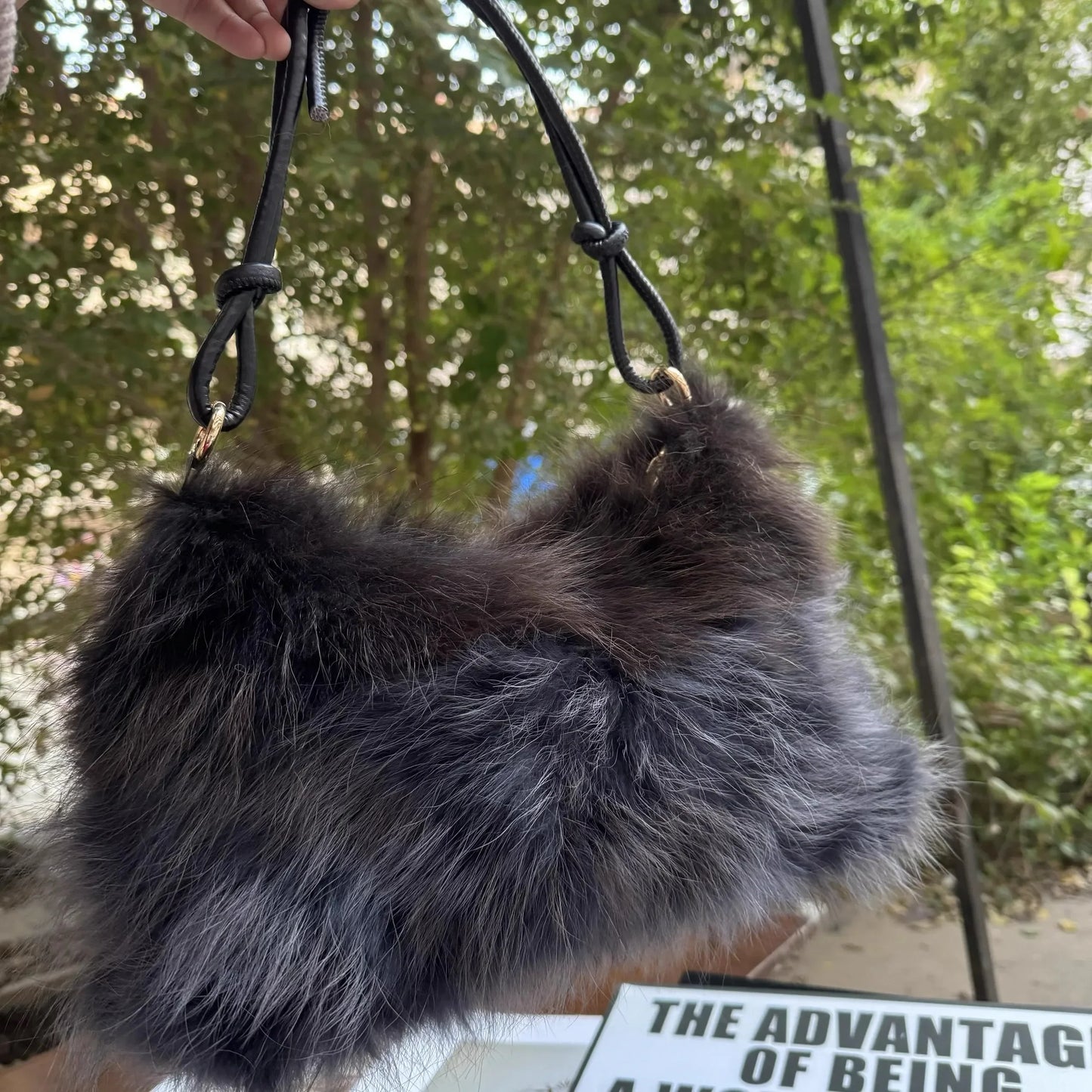 eybag - NEW Real Fox Fur Woman Ladies Crossbody Bags Designer Luxury Handbags Women Handbag Shoulder Bag Fuzzy Fluffy Tote Bag