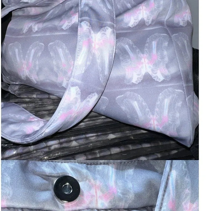 eybag - Butterfly Print Large Capacity Tote Bag Women Fairycore Aesthetic Canvas Casual Handbag Ladies Harajuku Shoulder Bags