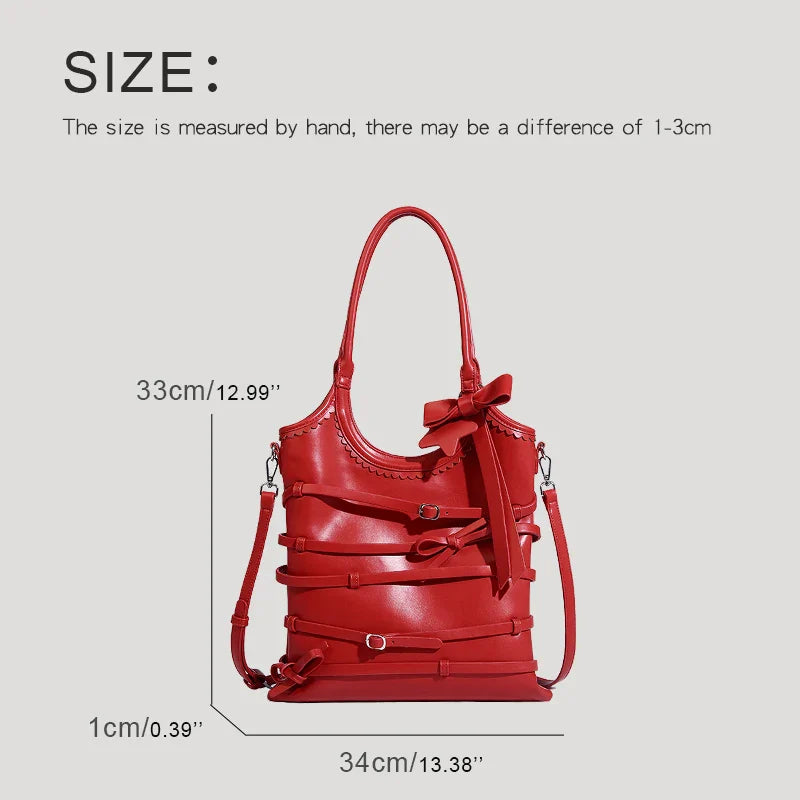 eybag - Casual Slim Bags For Women Luxury Designer Handbag Purses 2024 New In PU Bow Belt Buckle Decoration Top Handle Underarm Shoulder