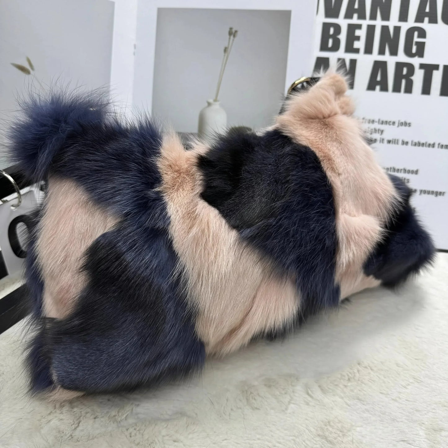 eybag - NEW Real Fox Fur Woman Ladies Crossbody Bags Designer Luxury Handbags Women Handbag Shoulder Bag Fuzzy Fluffy Tote Bag