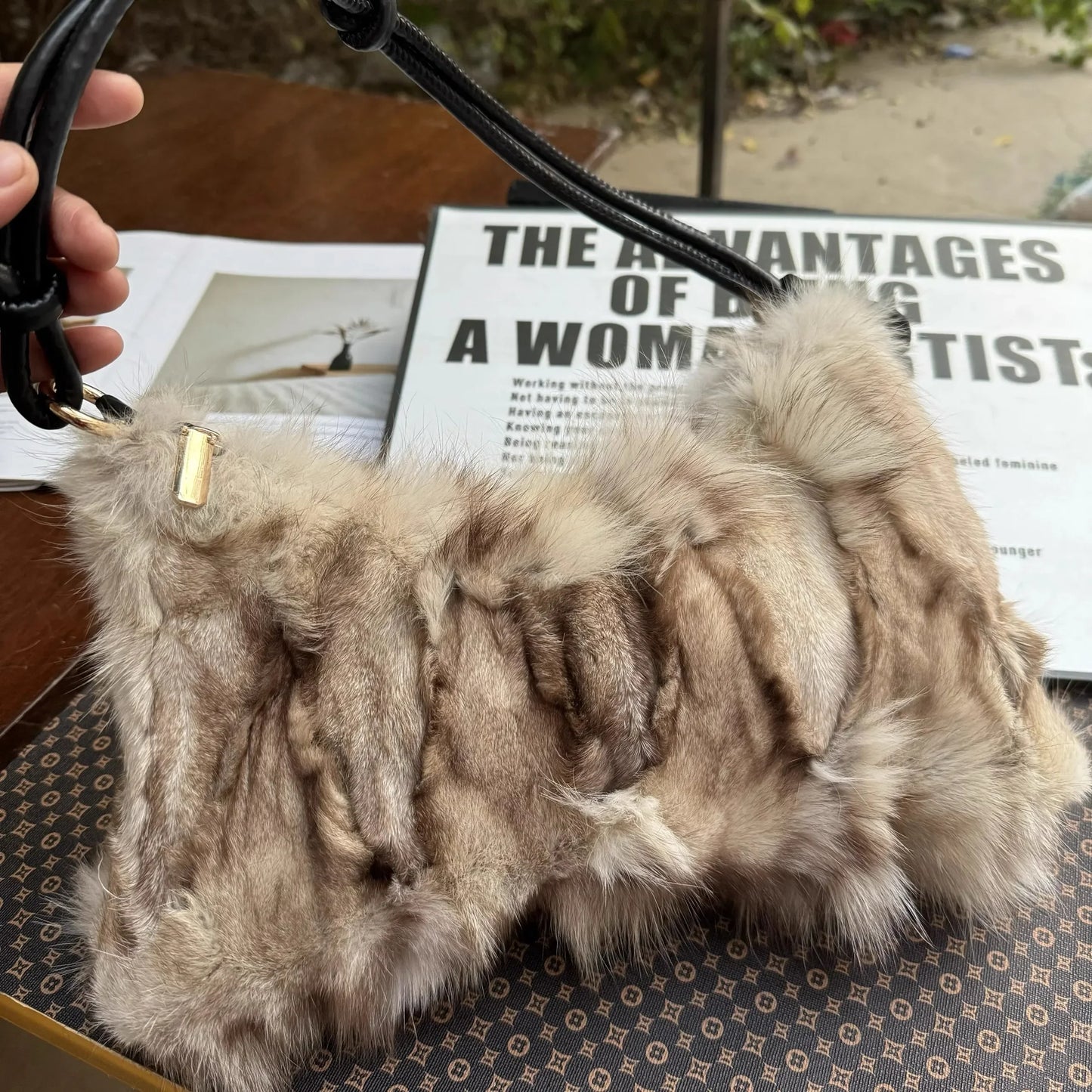 eybag - NEW Real Fox Fur Woman Ladies Crossbody Bags Designer Luxury Handbags Women Handbag Shoulder Bag Fuzzy Fluffy Tote Bag