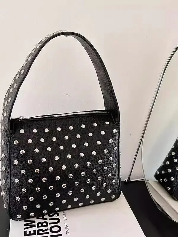 eybag - 2024 Autumn and Winter New Rivets Handbag Underarm Bag Women's Bag Street Trend Punk Women's Shoulder Bag Handbag