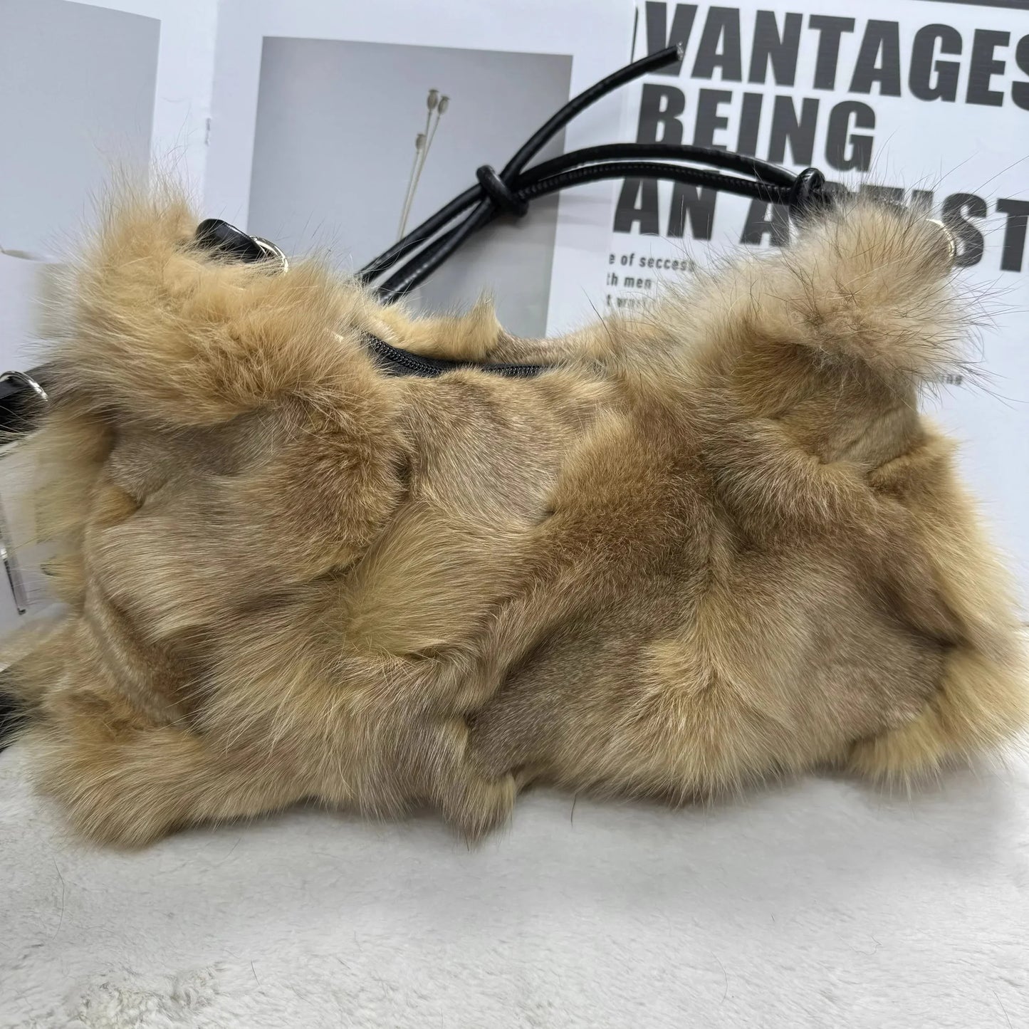eybag - NEW Real Fox Fur Woman Ladies Crossbody Bags Designer Luxury Handbags Women Handbag Shoulder Bag Fuzzy Fluffy Tote Bag