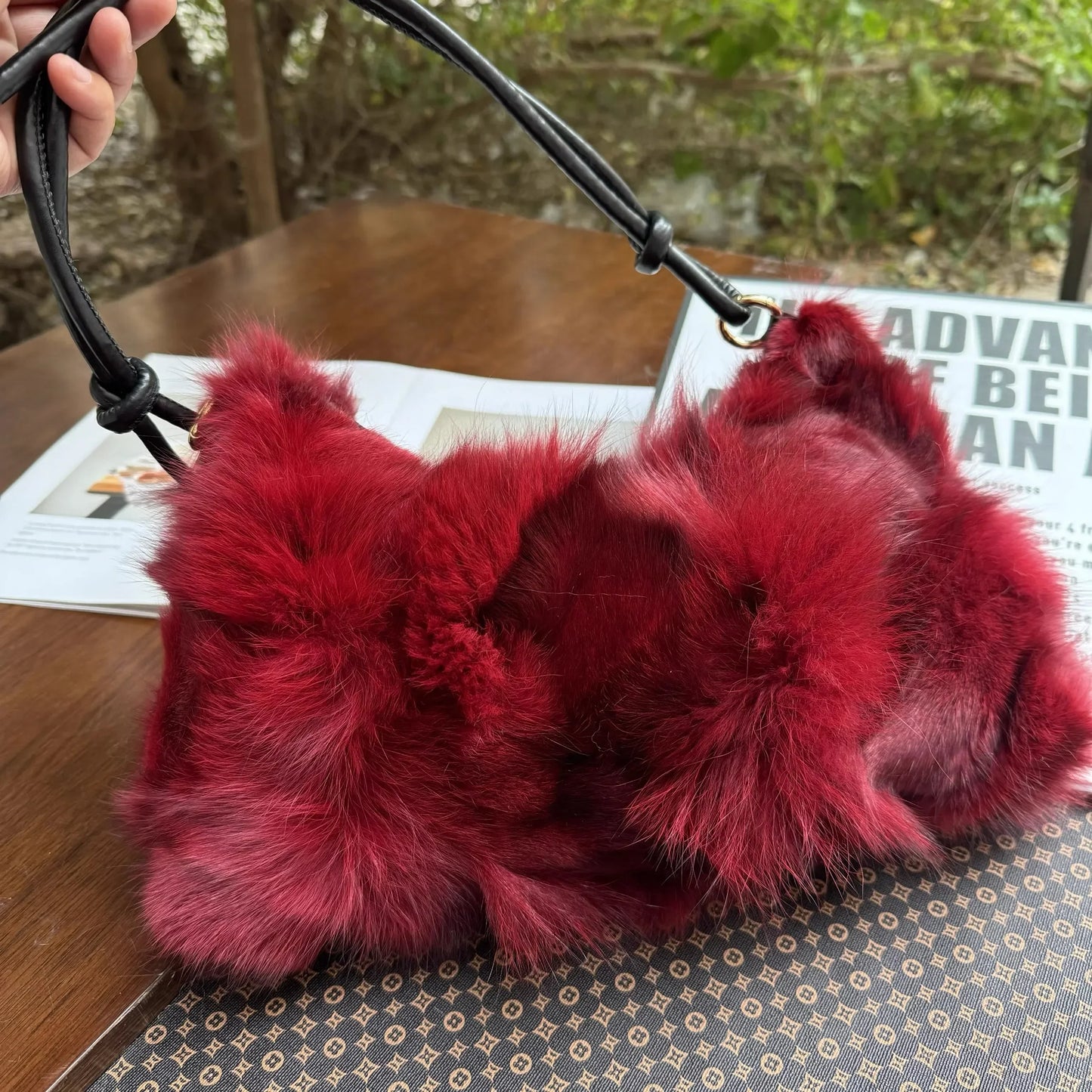 eybag - NEW Real Fox Fur Woman Ladies Crossbody Bags Designer Luxury Handbags Women Handbag Shoulder Bag Fuzzy Fluffy Tote Bag