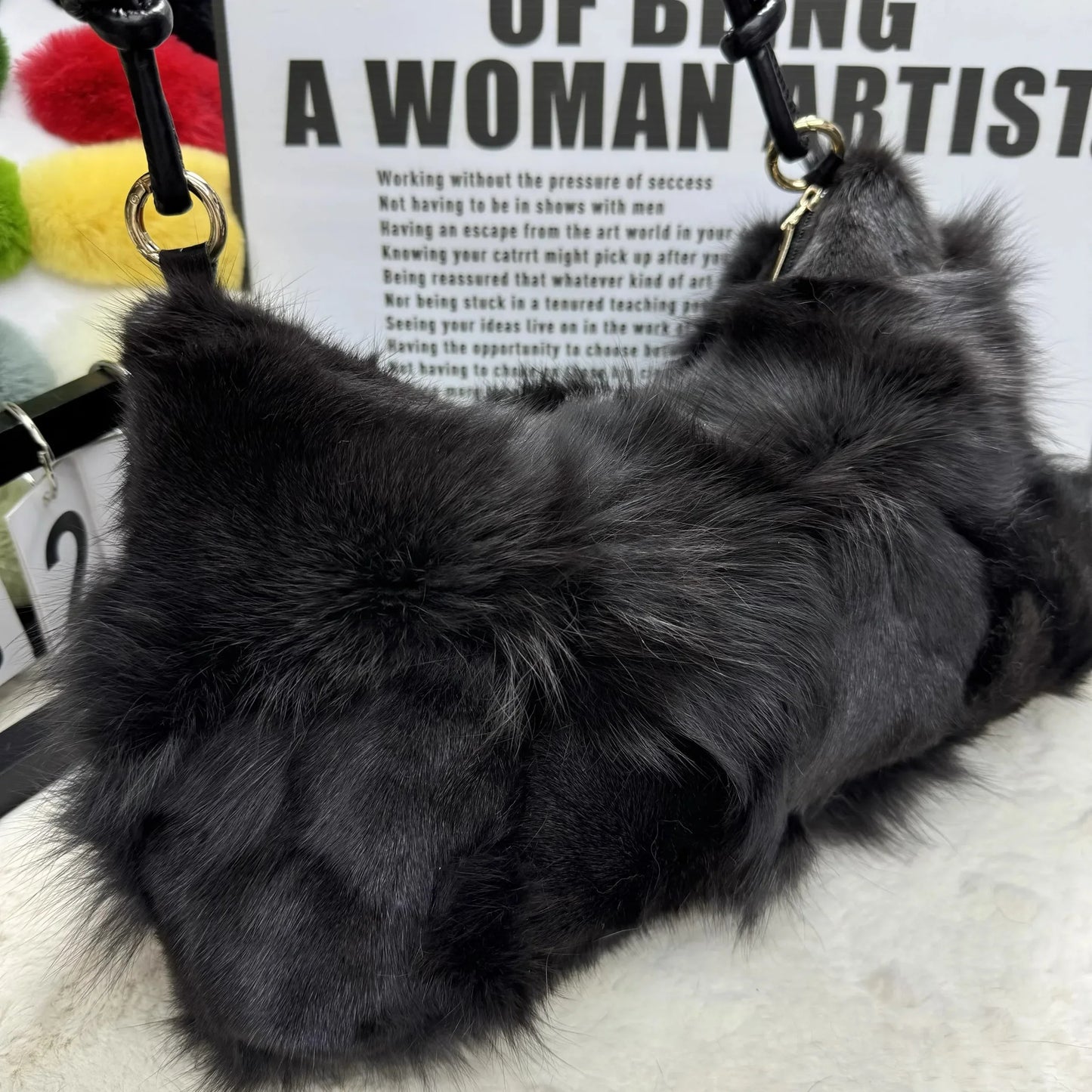 eybag - NEW Real Fox Fur Woman Ladies Crossbody Bags Designer Luxury Handbags Women Handbag Shoulder Bag Fuzzy Fluffy Tote Bag