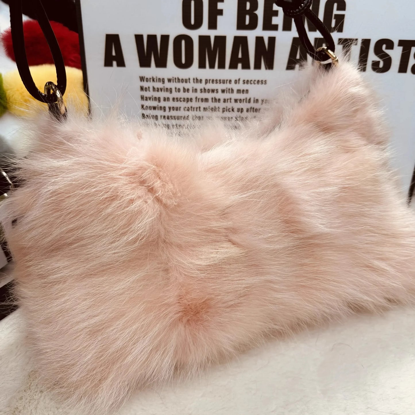 eybag - NEW Real Fox Fur Woman Ladies Crossbody Bags Designer Luxury Handbags Women Handbag Shoulder Bag Fuzzy Fluffy Tote Bag
