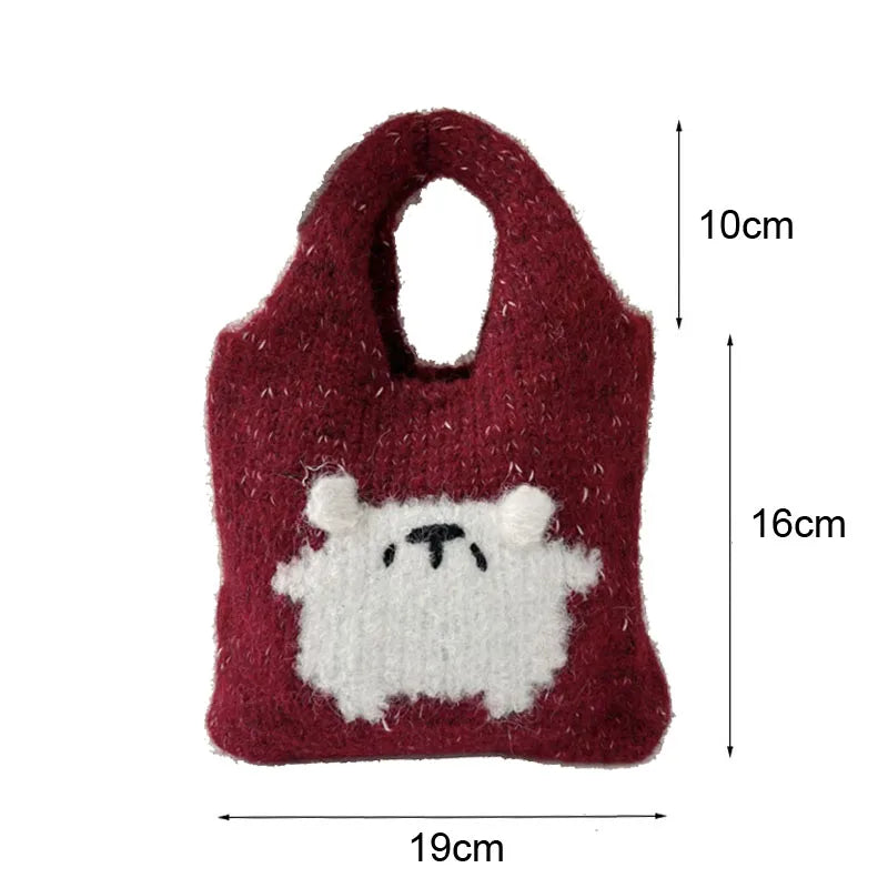 eybag - Female Student Casual Tote Cute Knitted Handbag Wrist Bag Autumn Winter Daily Shoulder Bags