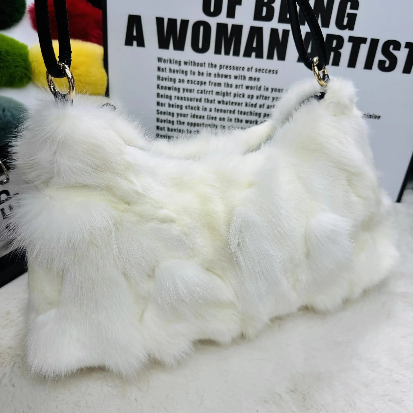 eybag - NEW Real Fox Fur Woman Ladies Crossbody Bags Designer Luxury Handbags Women Handbag Shoulder Bag Fuzzy Fluffy Tote Bag