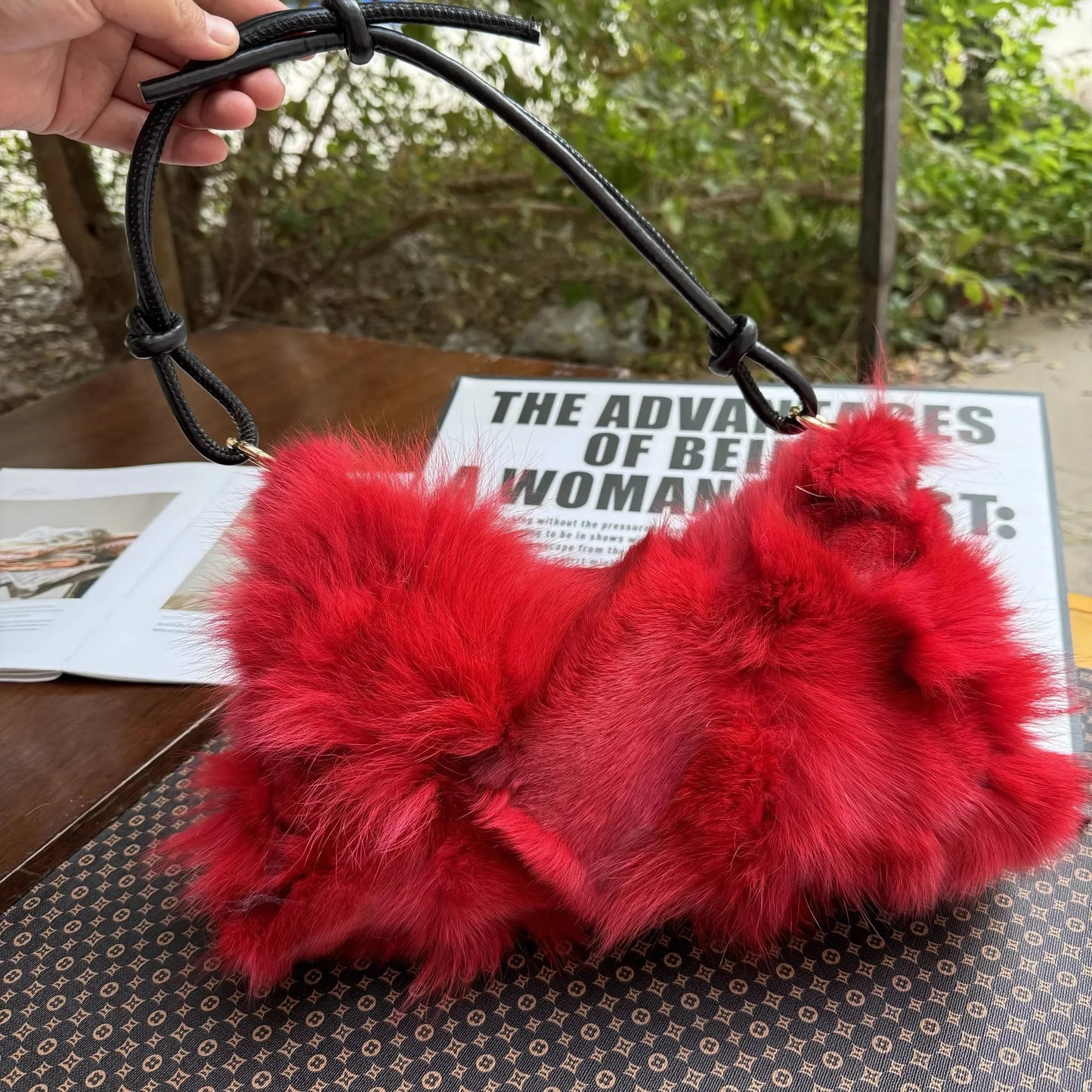 eybag - NEW Real Fox Fur Woman Ladies Crossbody Bags Designer Luxury Handbags Women Handbag Shoulder Bag Fuzzy Fluffy Tote Bag