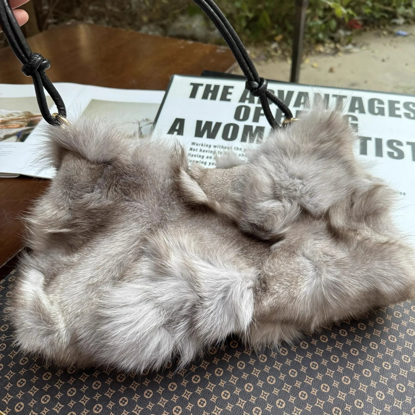 eybag - NEW Real Fox Fur Woman Ladies Crossbody Bags Designer Luxury Handbags Women Handbag Shoulder Bag Fuzzy Fluffy Tote Bag