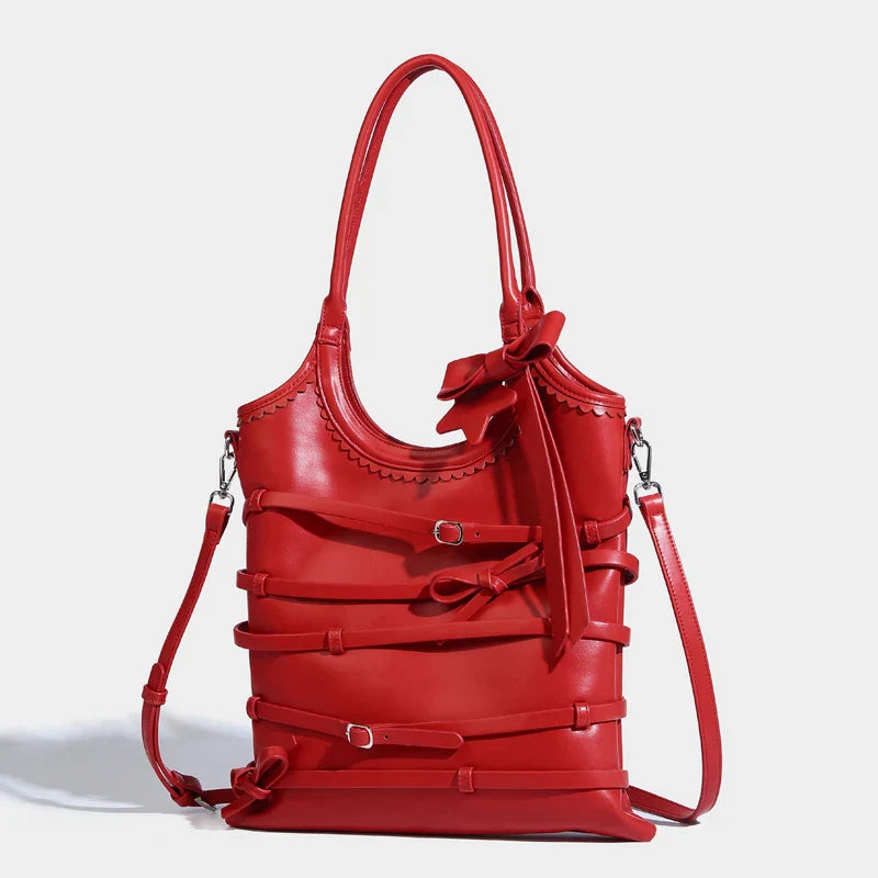 eybag - Casual Slim Bags For Women Luxury Designer Handbag Purses 2024 New In PU Bow Belt Buckle Decoration Top Handle Underarm Shoulder