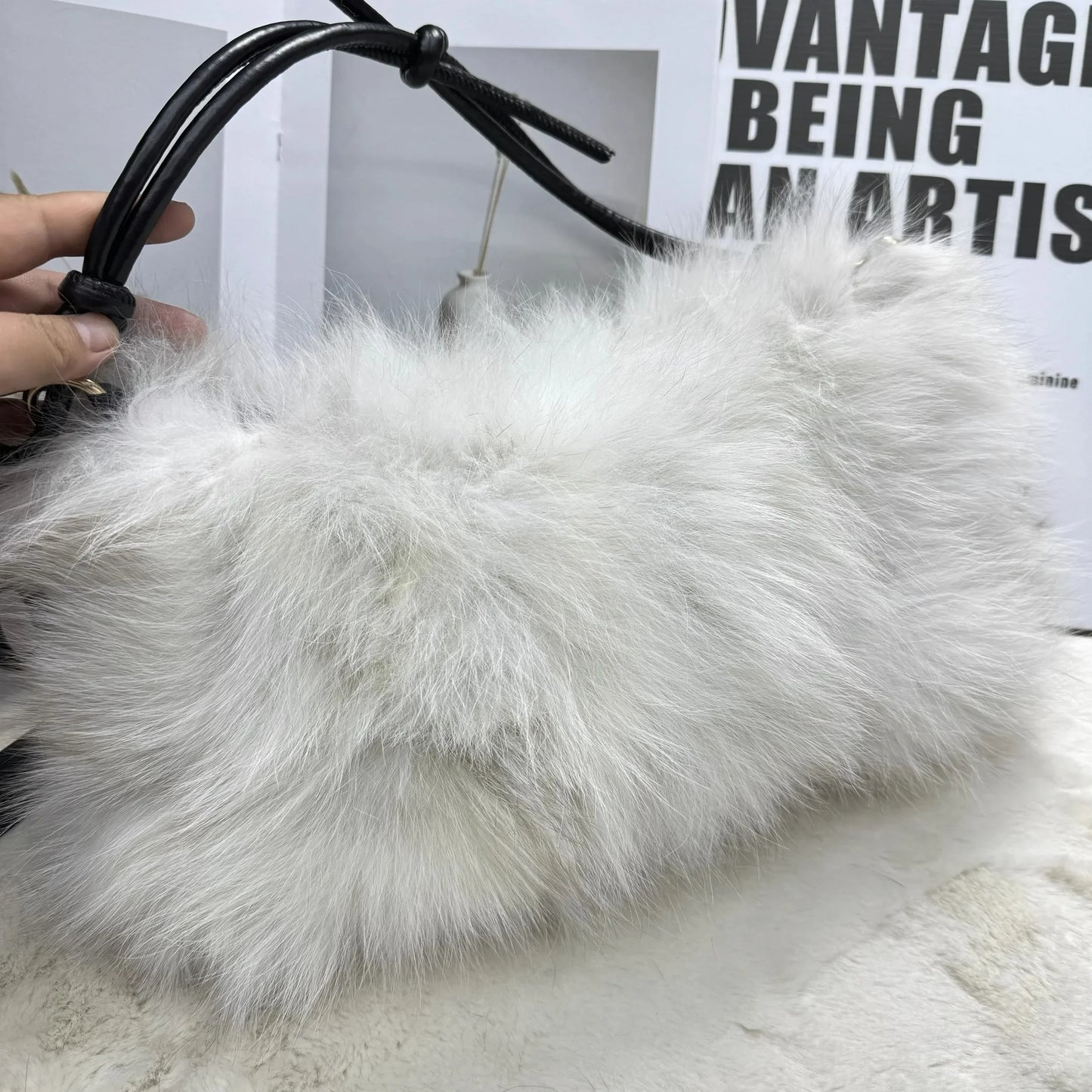 eybag - NEW Real Fox Fur Woman Ladies Crossbody Bags Designer Luxury Handbags Women Handbag Shoulder Bag Fuzzy Fluffy Tote Bag