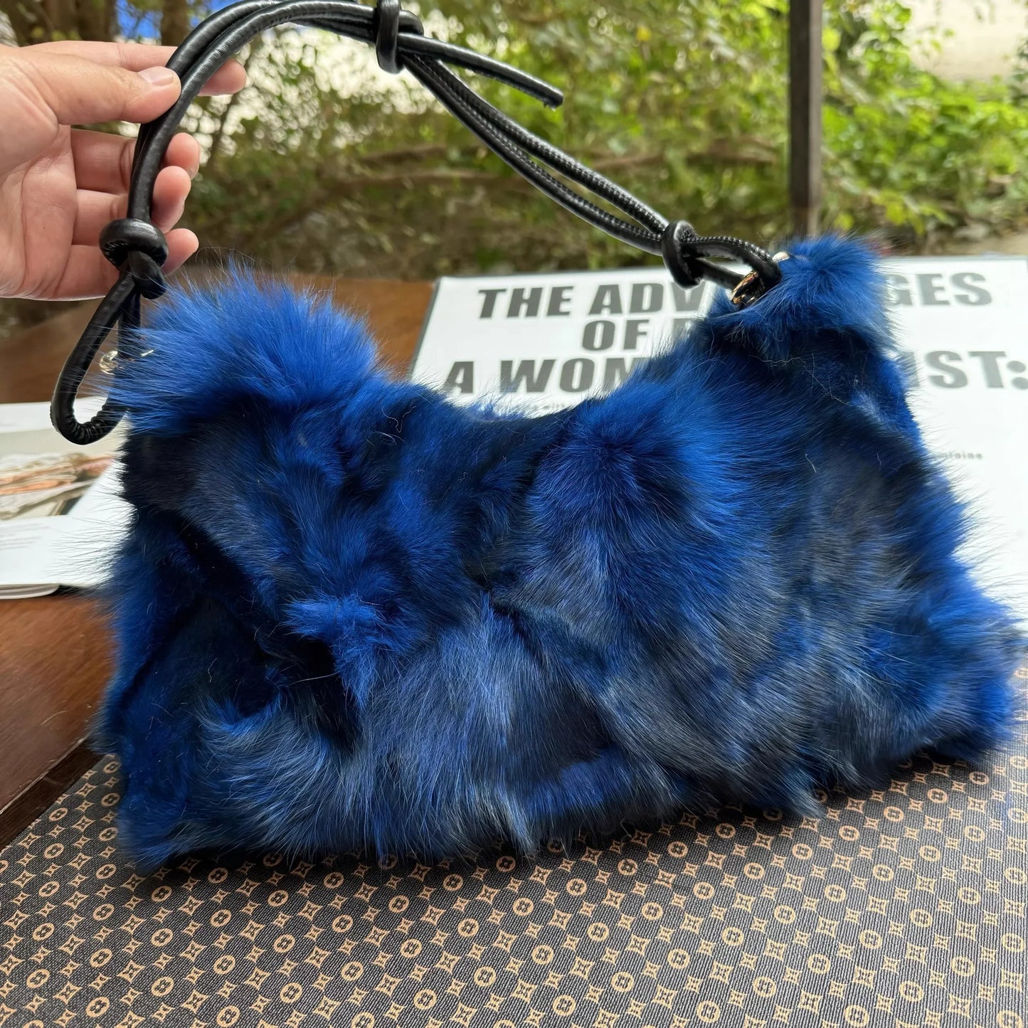 eybag - NEW Real Fox Fur Woman Ladies Crossbody Bags Designer Luxury Handbags Women Handbag Shoulder Bag Fuzzy Fluffy Tote Bag