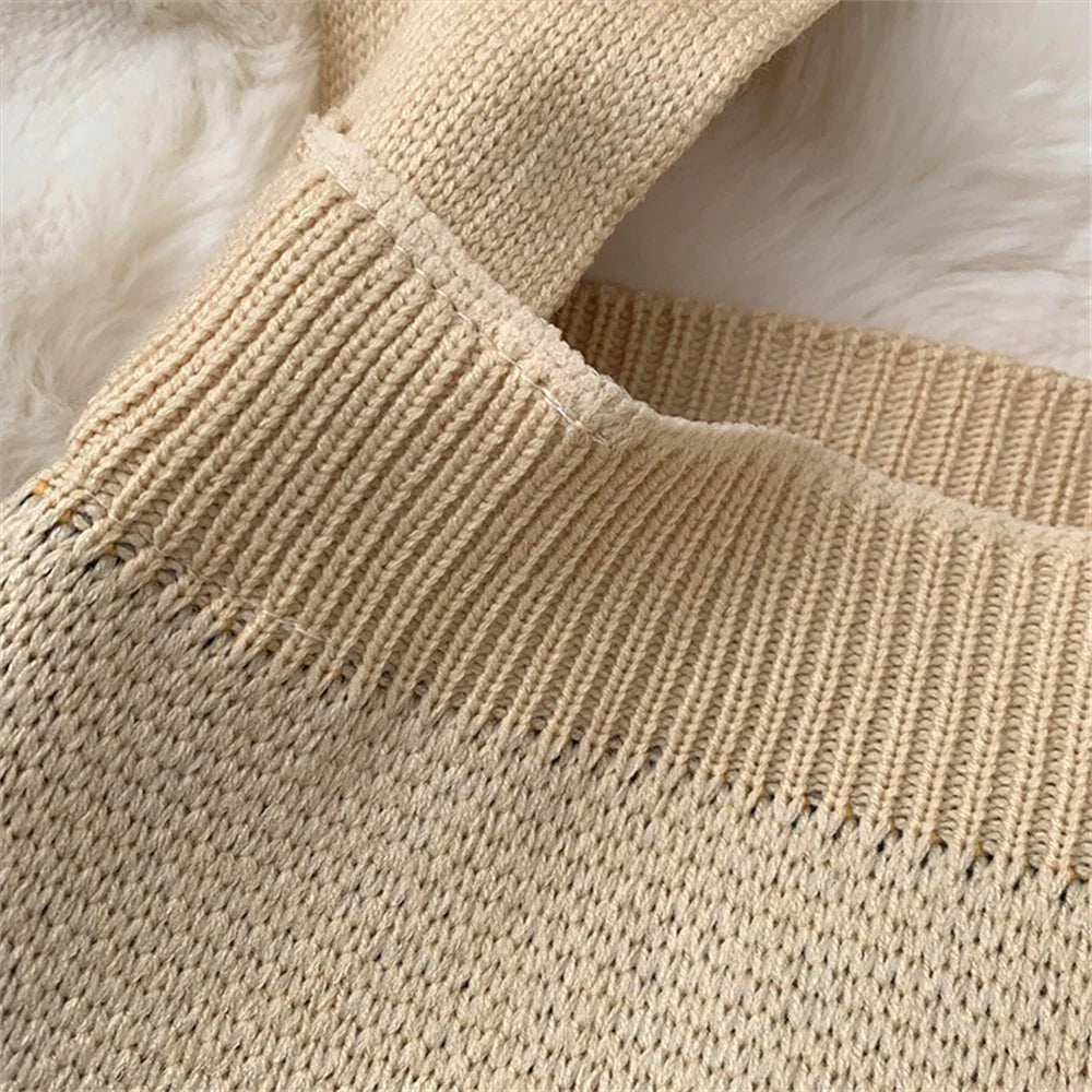 eybag - Women's Sunflower Woolen Knitting Tote Shopper Bags High Feeling Korean Flower Shoulder Bag Female bolsas Large Capacity Handbag
