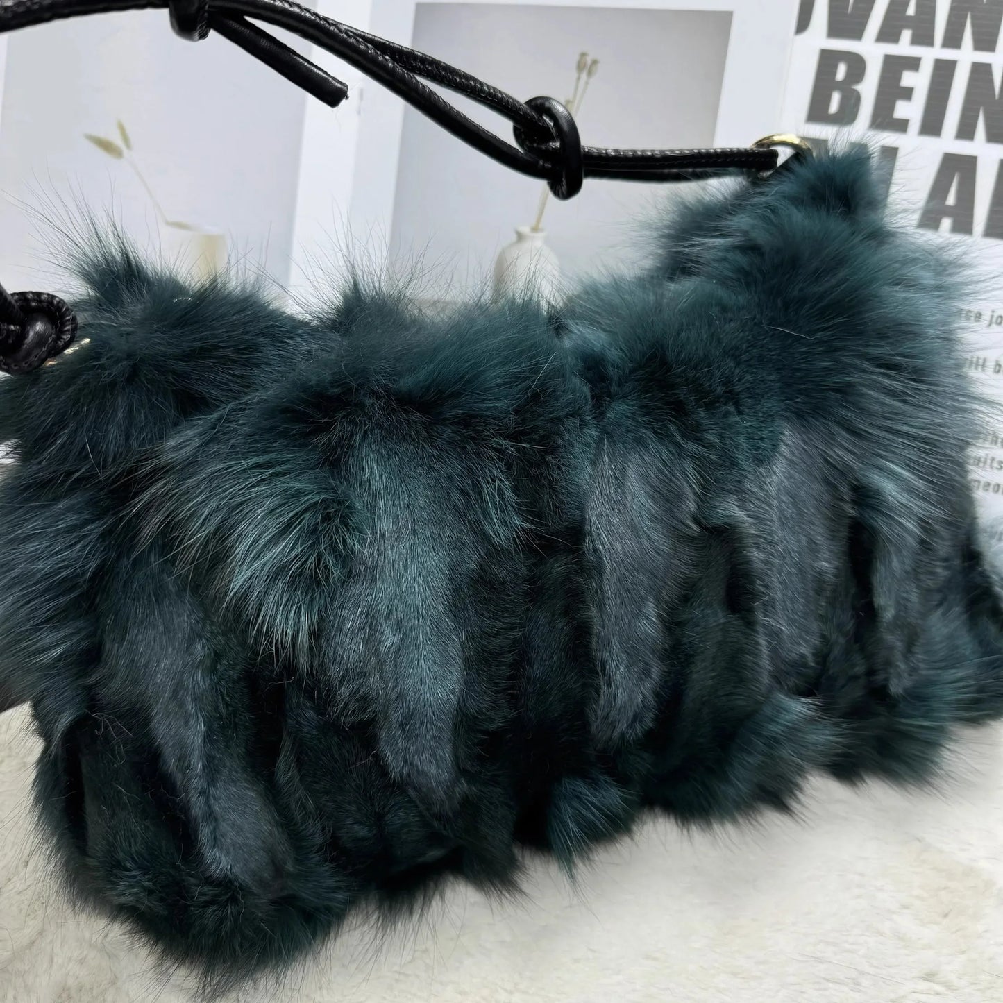 eybag - NEW Real Fox Fur Woman Ladies Crossbody Bags Designer Luxury Handbags Women Handbag Shoulder Bag Fuzzy Fluffy Tote Bag