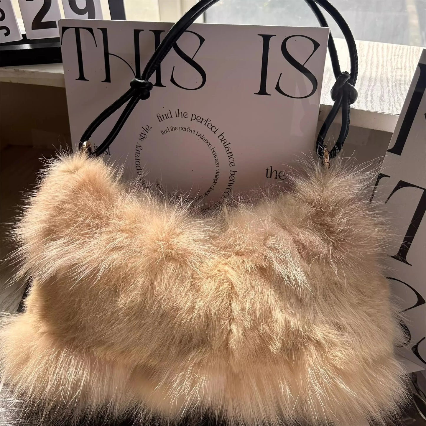 eybag - NEW Real Fox Fur Woman Ladies Crossbody Bags Designer Luxury Handbags Women Handbag Shoulder Bag Fuzzy Fluffy Tote Bag