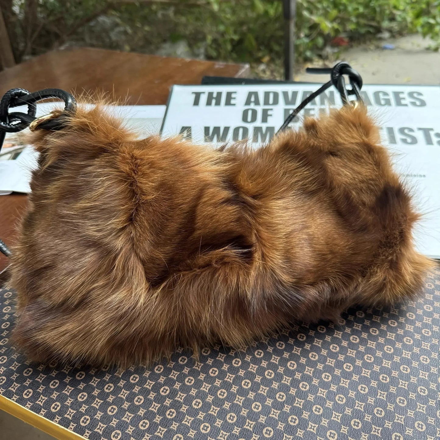 eybag - NEW Real Fox Fur Woman Ladies Crossbody Bags Designer Luxury Handbags Women Handbag Shoulder Bag Fuzzy Fluffy Tote Bag