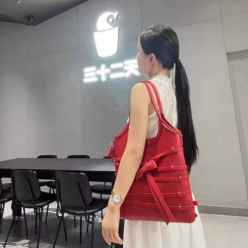eybag - Casual Slim Bags For Women Luxury Designer Handbag Purses 2024 New In PU Bow Belt Buckle Decoration Top Handle Underarm Shoulder