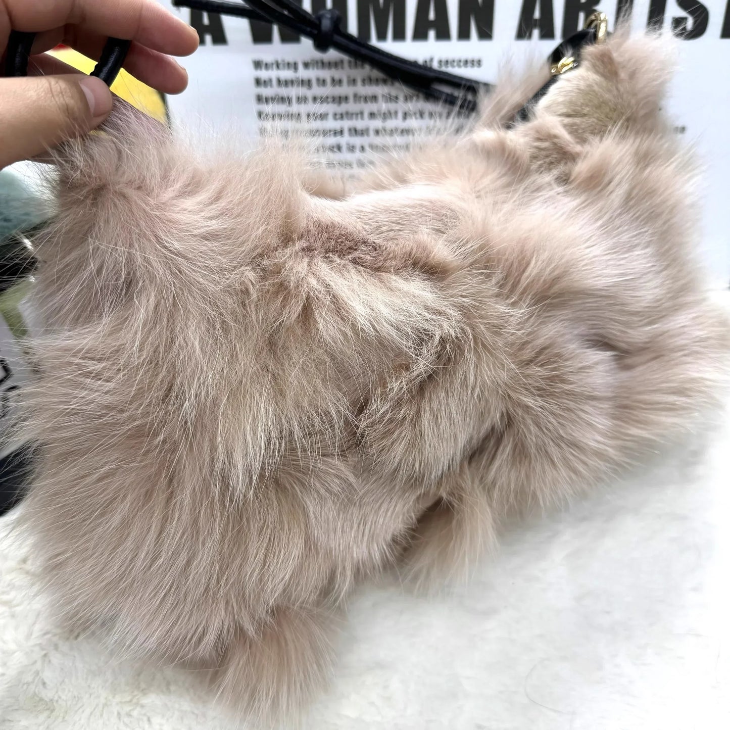 eybag - NEW Real Fox Fur Woman Ladies Crossbody Bags Designer Luxury Handbags Women Handbag Shoulder Bag Fuzzy Fluffy Tote Bag