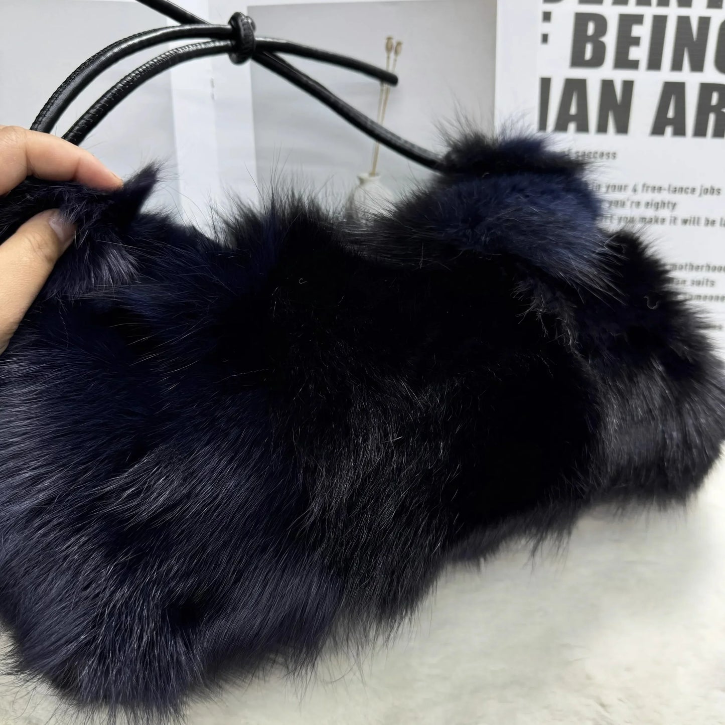 eybag - NEW Real Fox Fur Woman Ladies Crossbody Bags Designer Luxury Handbags Women Handbag Shoulder Bag Fuzzy Fluffy Tote Bag
