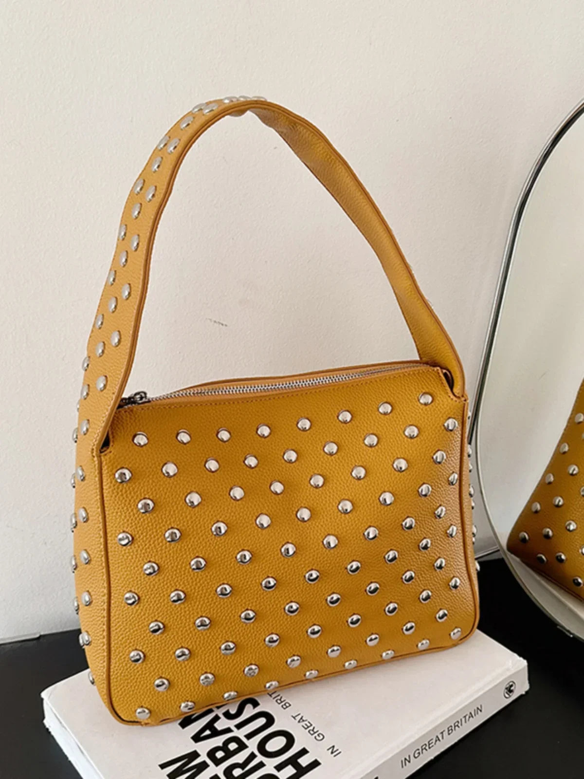 eybag - 2024 Autumn and Winter New Rivets Handbag Underarm Bag Women's Bag Street Trend Punk Women's Shoulder Bag Handbag