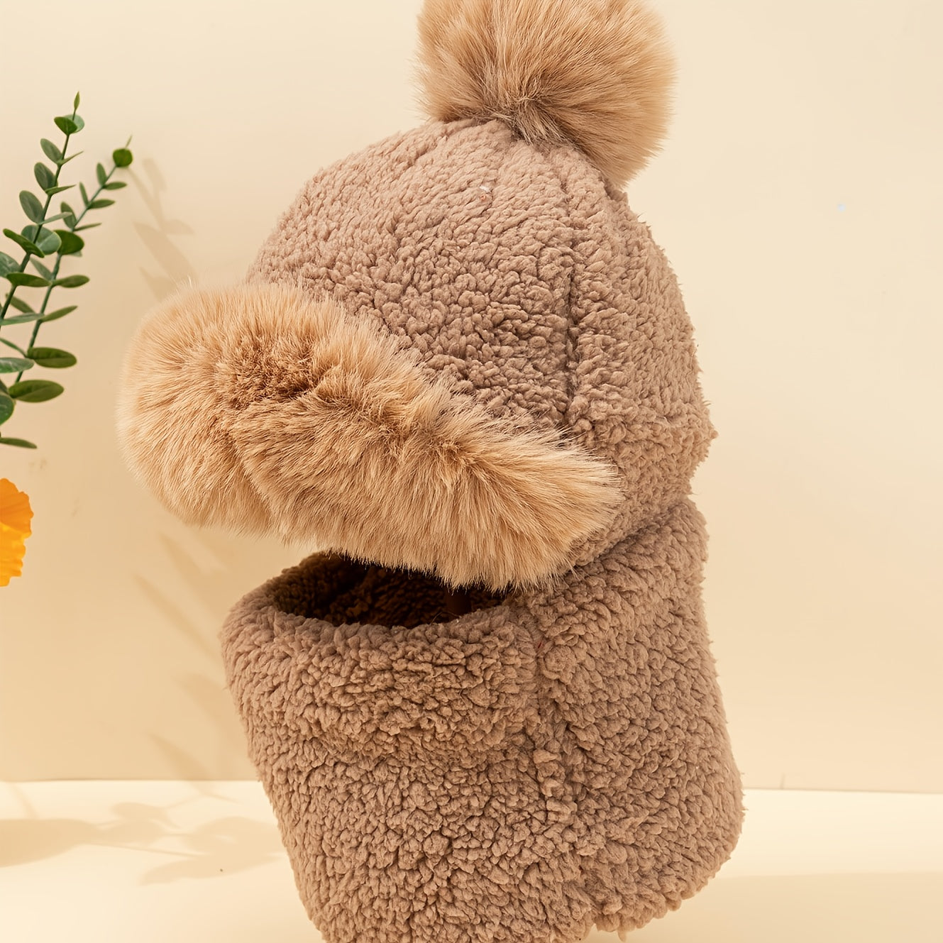 Kids Plush Thickening Cute Warm Hat Scarf Autumn And Winter