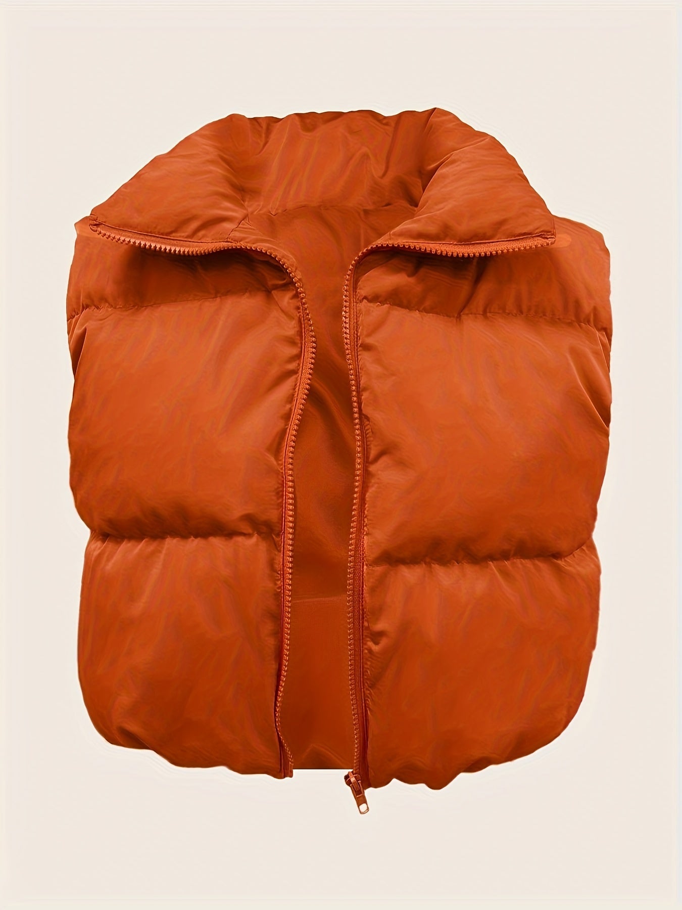 Stylish High Neck Sleeveless Vest Coat - Zip-Up, Casual, Solid Color, Women's Outerwear - Perfect for Daily Wear, Travel, and Outdoor Activities