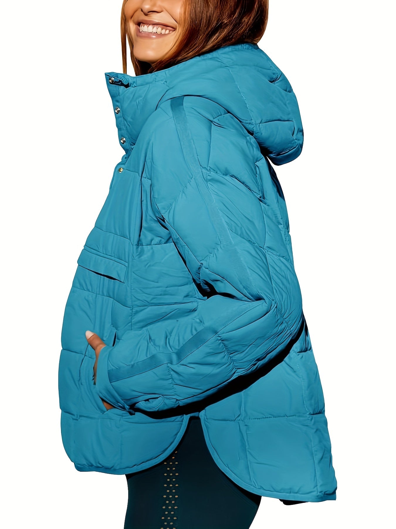 Womens Stylish Solid Hooded Winter Coat - Cozy Fleece Lined, Long Sleeve, Warm Outerwear for Fall & Winter - Versatile Casual Style