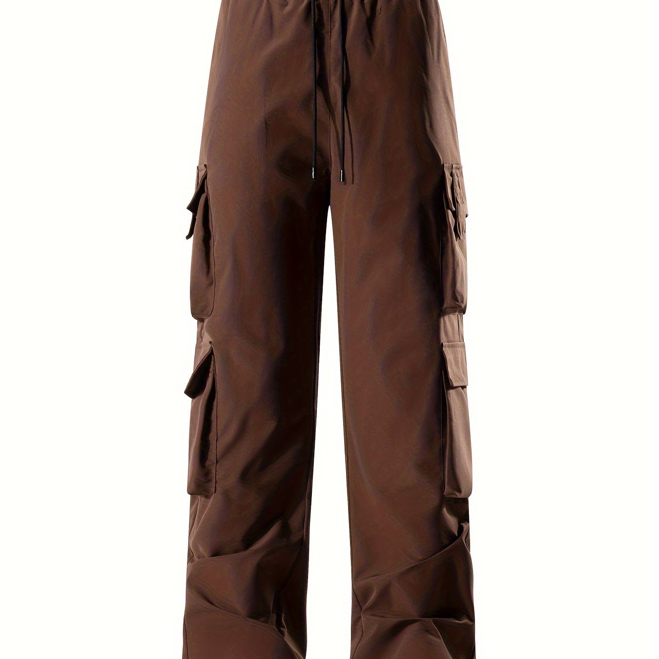 Mens Comfortable Loose Solid Cargo Pants - Multiple Spacious Pockets, Adjustable Casual Drawstring Waistband, Comfortable Loose Fit - Perfect for Outdoor Enthusiasts and Adventurers