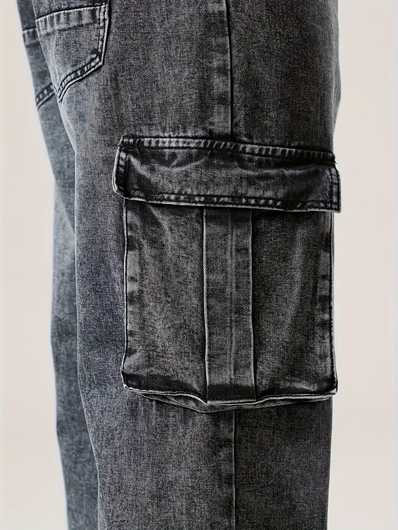 Stylish Comfy Loose Fit Wide Leg Cargo Jeans - Men's Versatile Denim Pants for Four Seasons with Multiple Pockets - Perfect for Casual Daily Wear