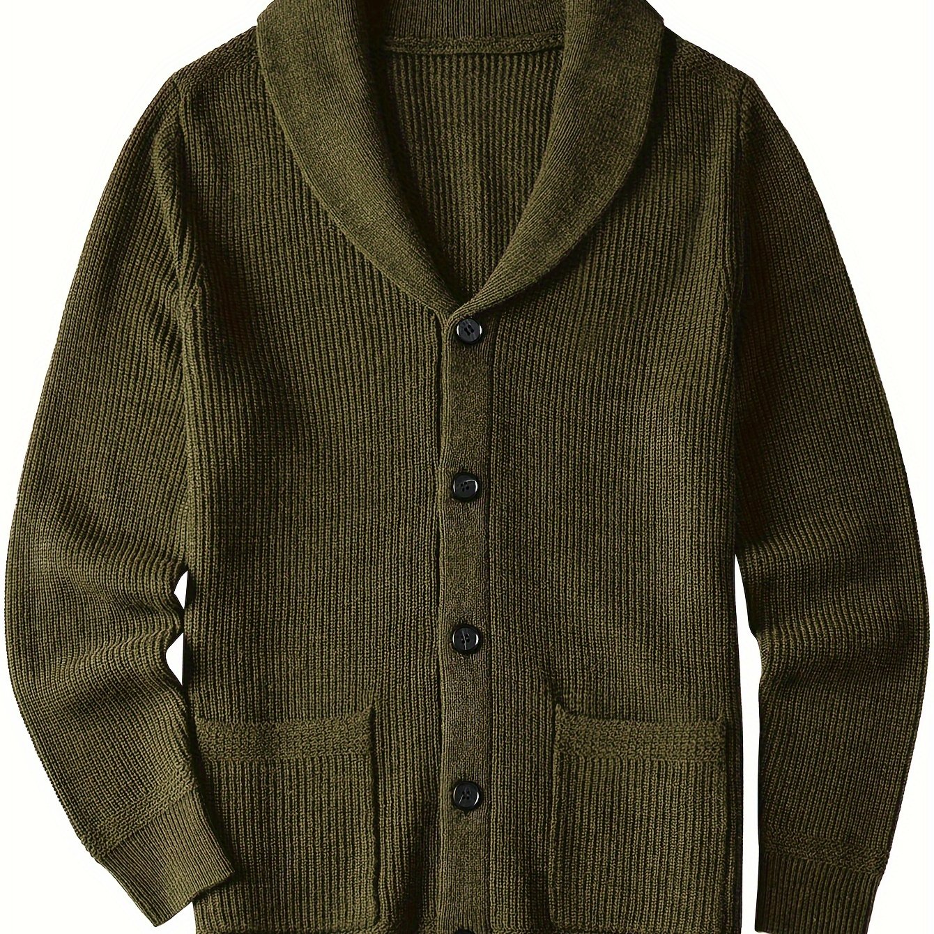 Plus Size Mens Soft Knit Cardigan Sweater - Classic Shawl Collar, Warm and Cozy with Pockets - Elegant Coat Style for Winter and Fall Seasons