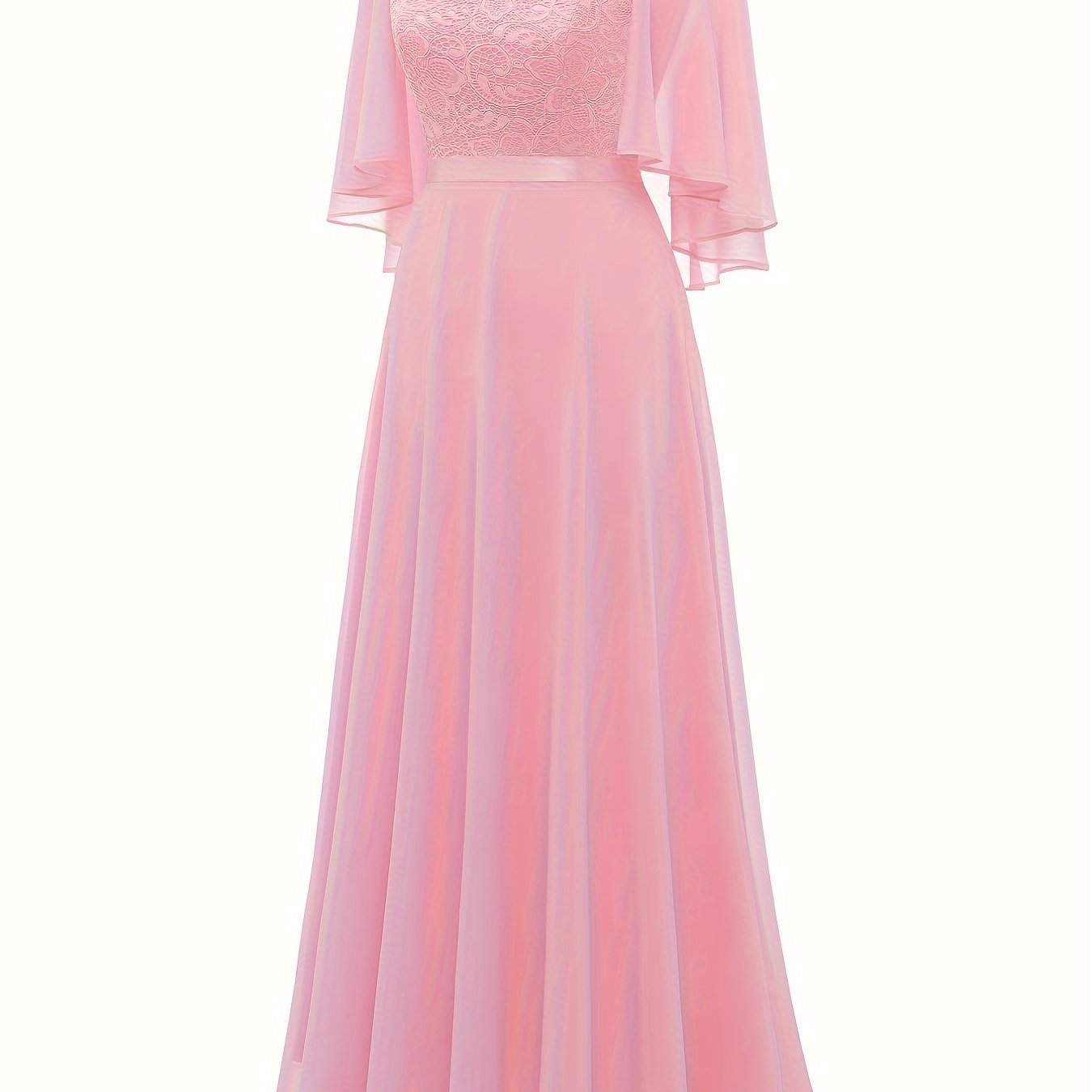 LOVECCR Timeless Solid Lace Aline Bridesmaid Dress - Chic Crew Neckline, Flattering Wedding Party Gown - Premium Womens Fashion