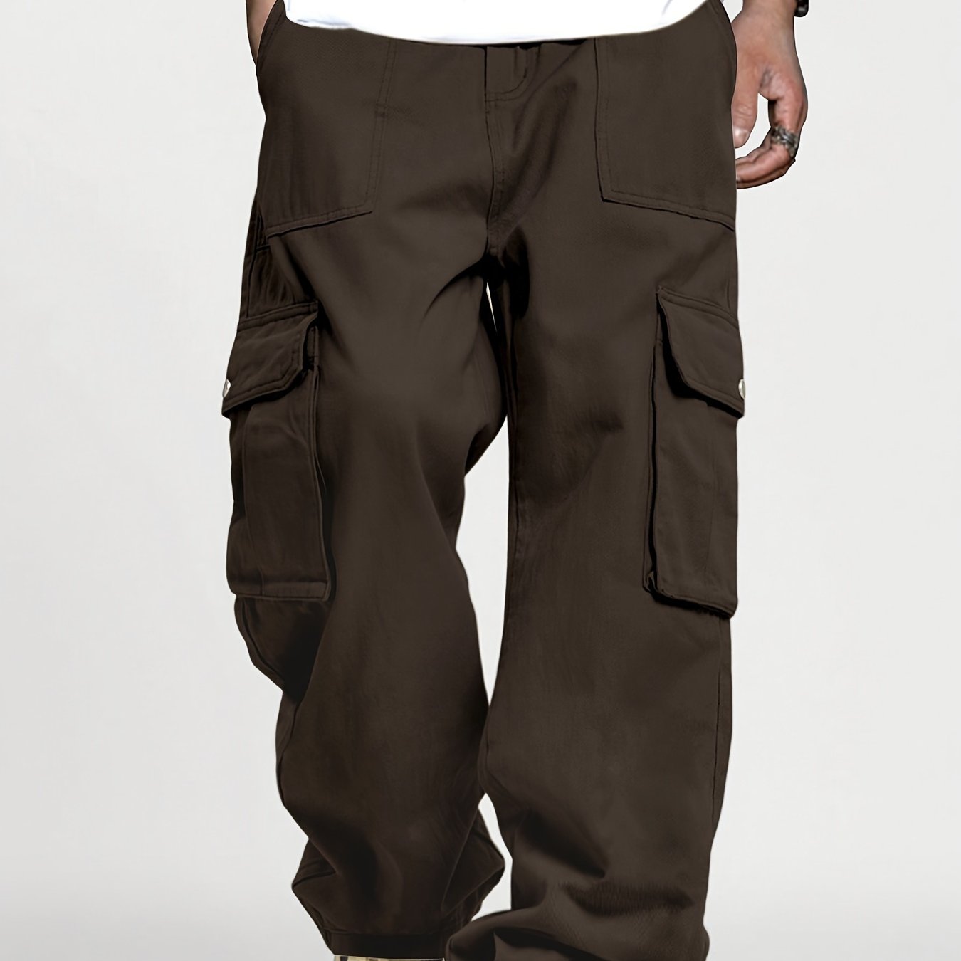 Mens Relaxed Cargo Pants - Comfort Drawstring, Trendy Solid Colors, Roomy Pockets for Casual Style