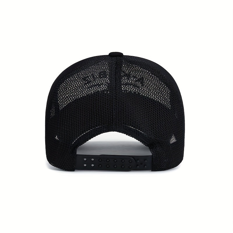 Men's Fashion Breathable Letter Mesh Baseball Cap, Outdoor Fishing Cap, Sun Hat