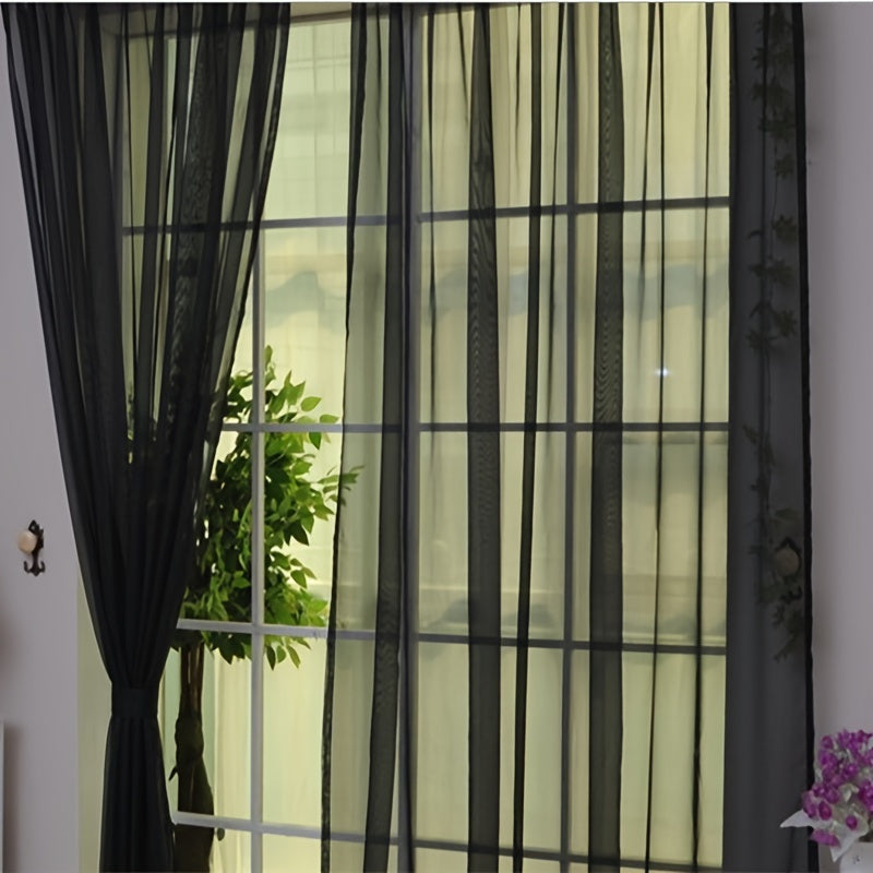 2pcs Vibrant Floral Sheer Voile Curtains - Lightweight, Breathable Window Panels for Living Room & Bedroom Decor, 78.7" x 39.4", Easy Care