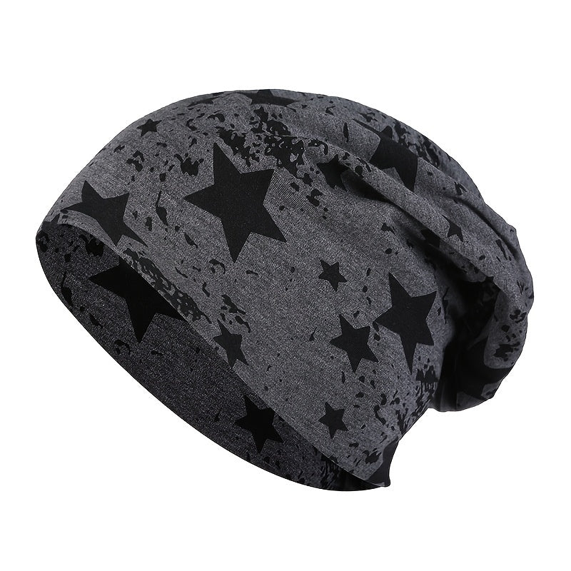 Comfy Cotton Beanie - Stretchable & Breathable Unisex Cap with Chic Geometric Pattern, Ideal for Sports & Gifts