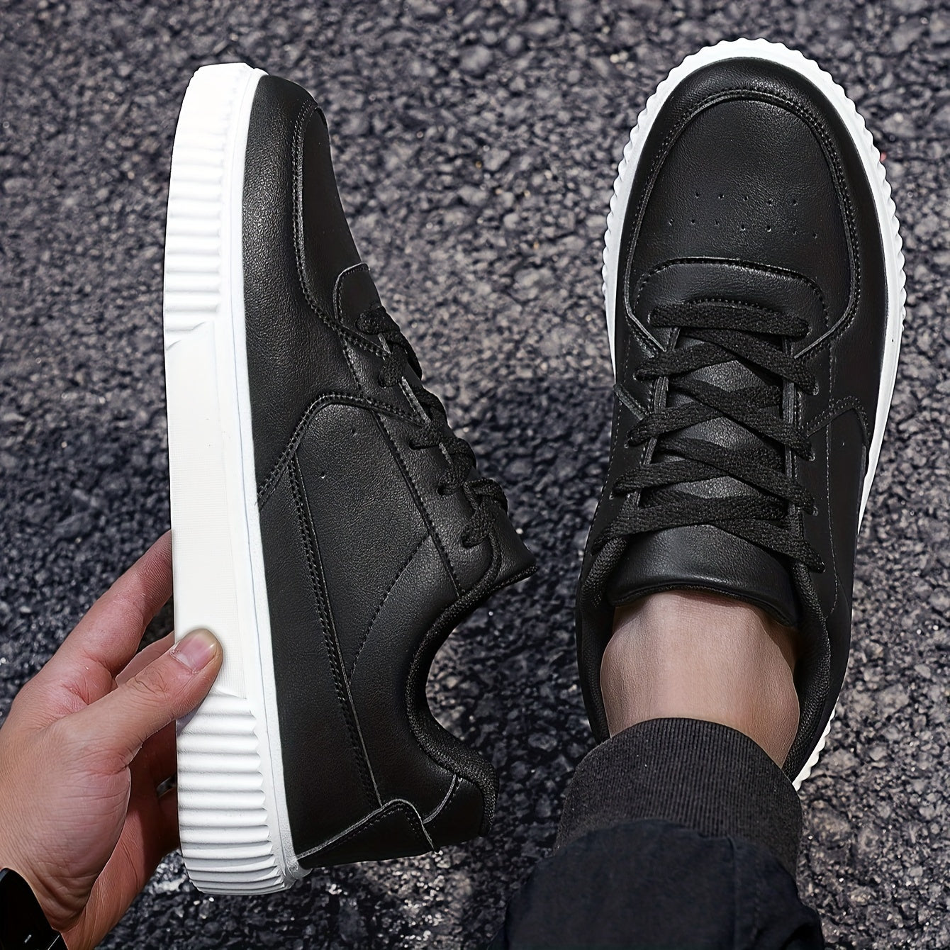 Men's Trendy White Sneakers - Versatile, Lightweight & Comfortable with Non-Slip EVA Sole for Outdoor Activities
