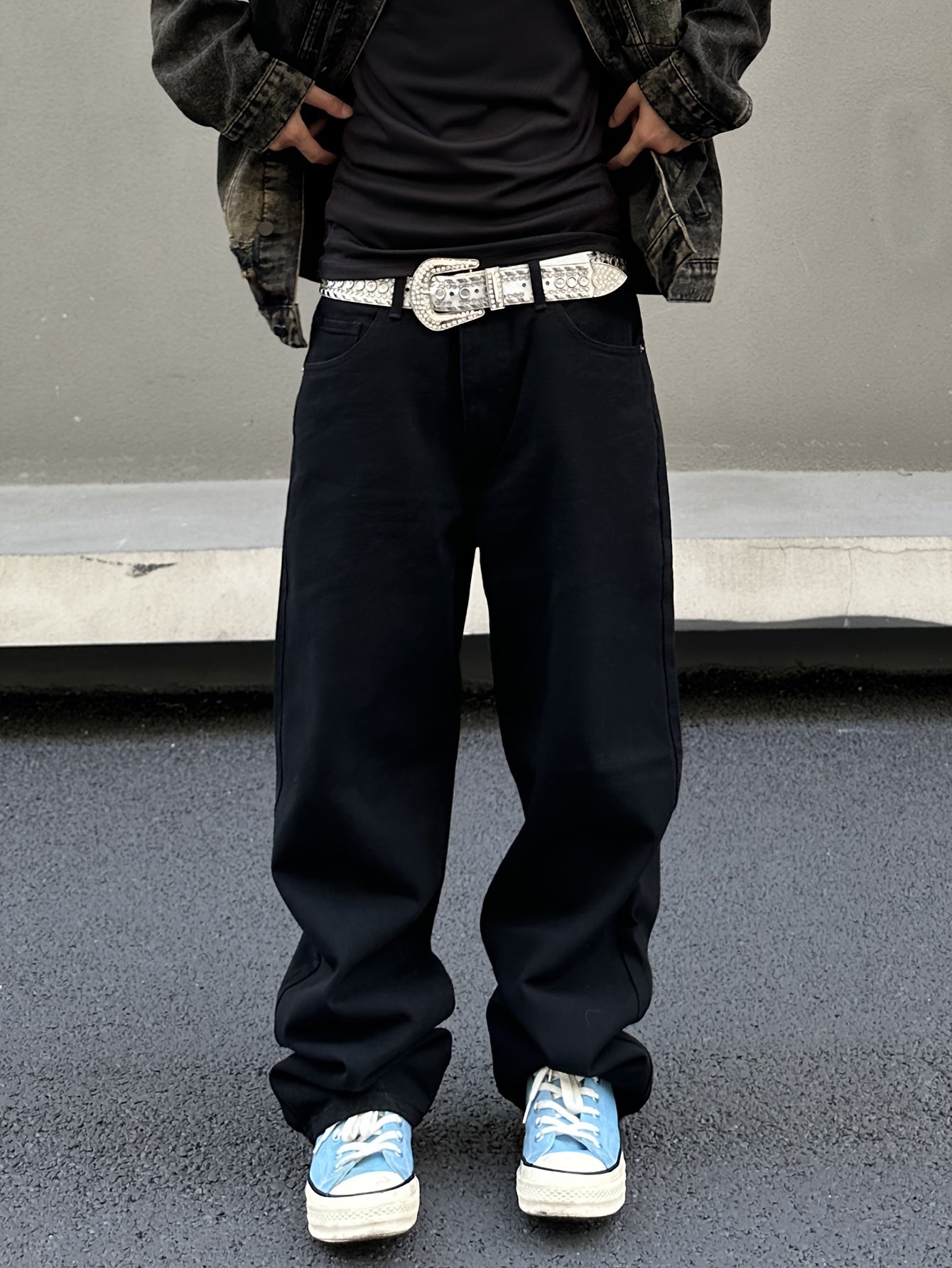 Mens Comfortable Loose Fit Wide Leg Jeans - Chic Street Style Denim Pants for Fashionable Men - High-Quality, Durable, and Sophisticated Design