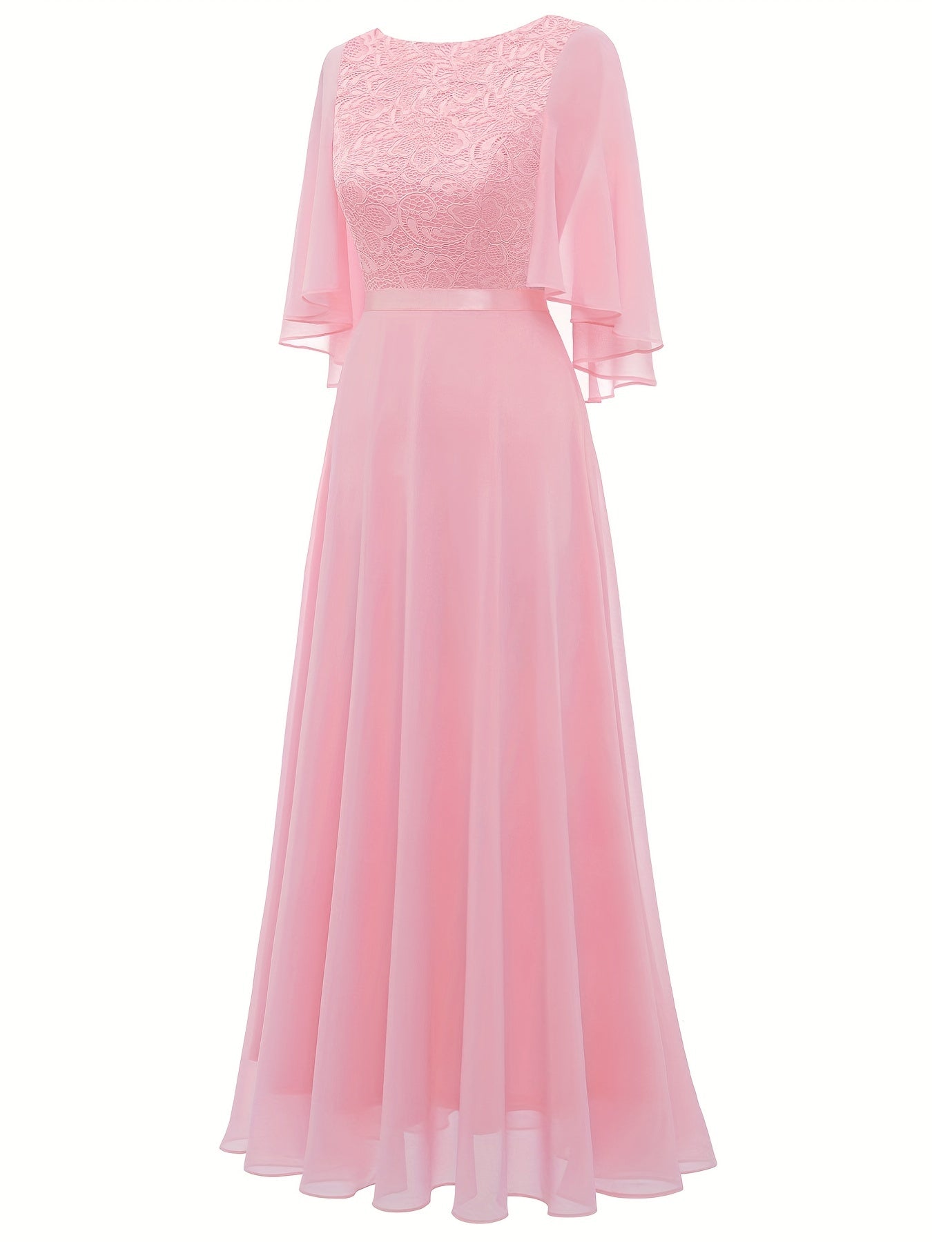 LOVECCR Timeless Solid Lace Aline Bridesmaid Dress - Chic Crew Neckline, Flattering Wedding Party Gown - Premium Womens Fashion