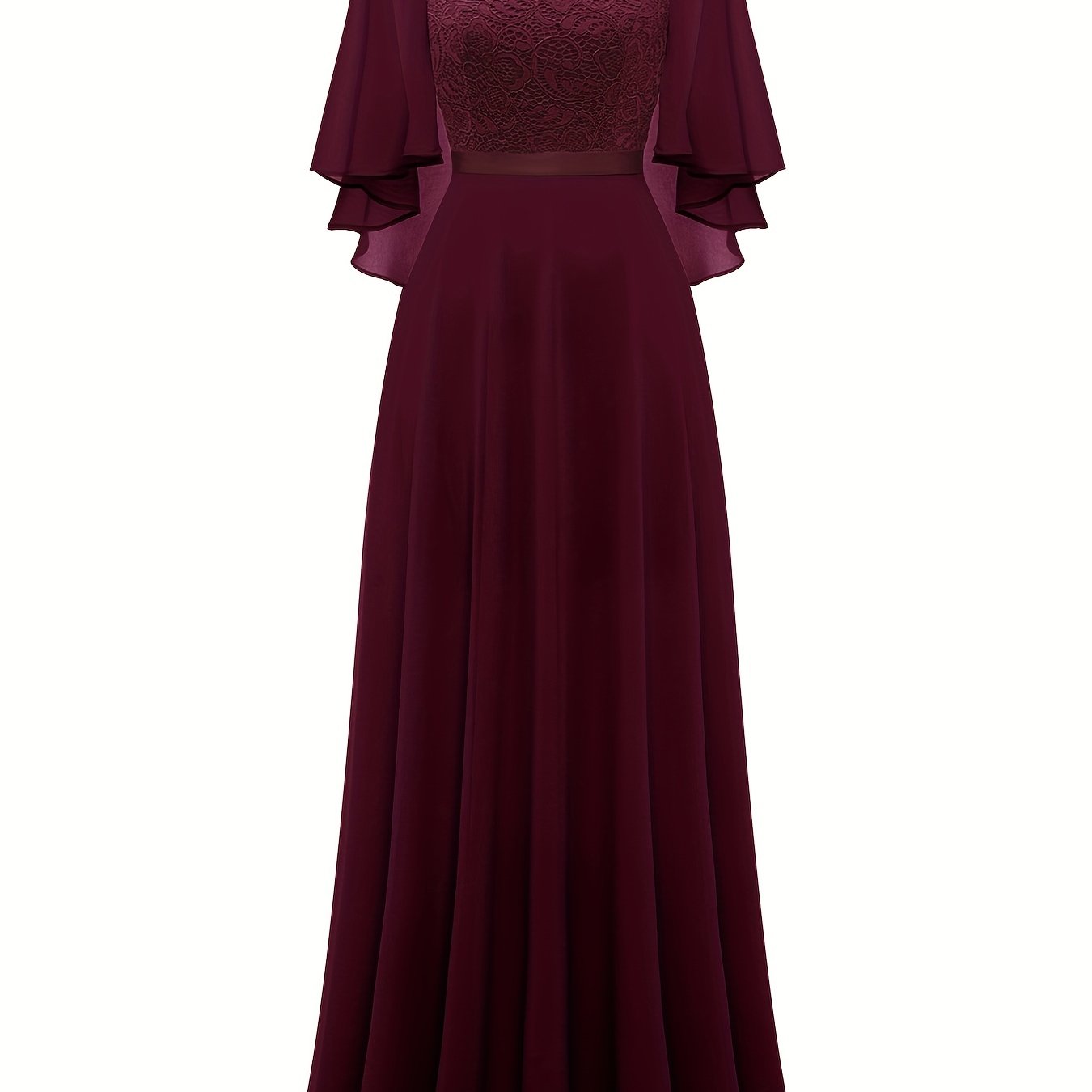 LOVECCR Timeless Solid Lace Aline Bridesmaid Dress - Chic Crew Neckline, Flattering Wedding Party Gown - Premium Womens Fashion
