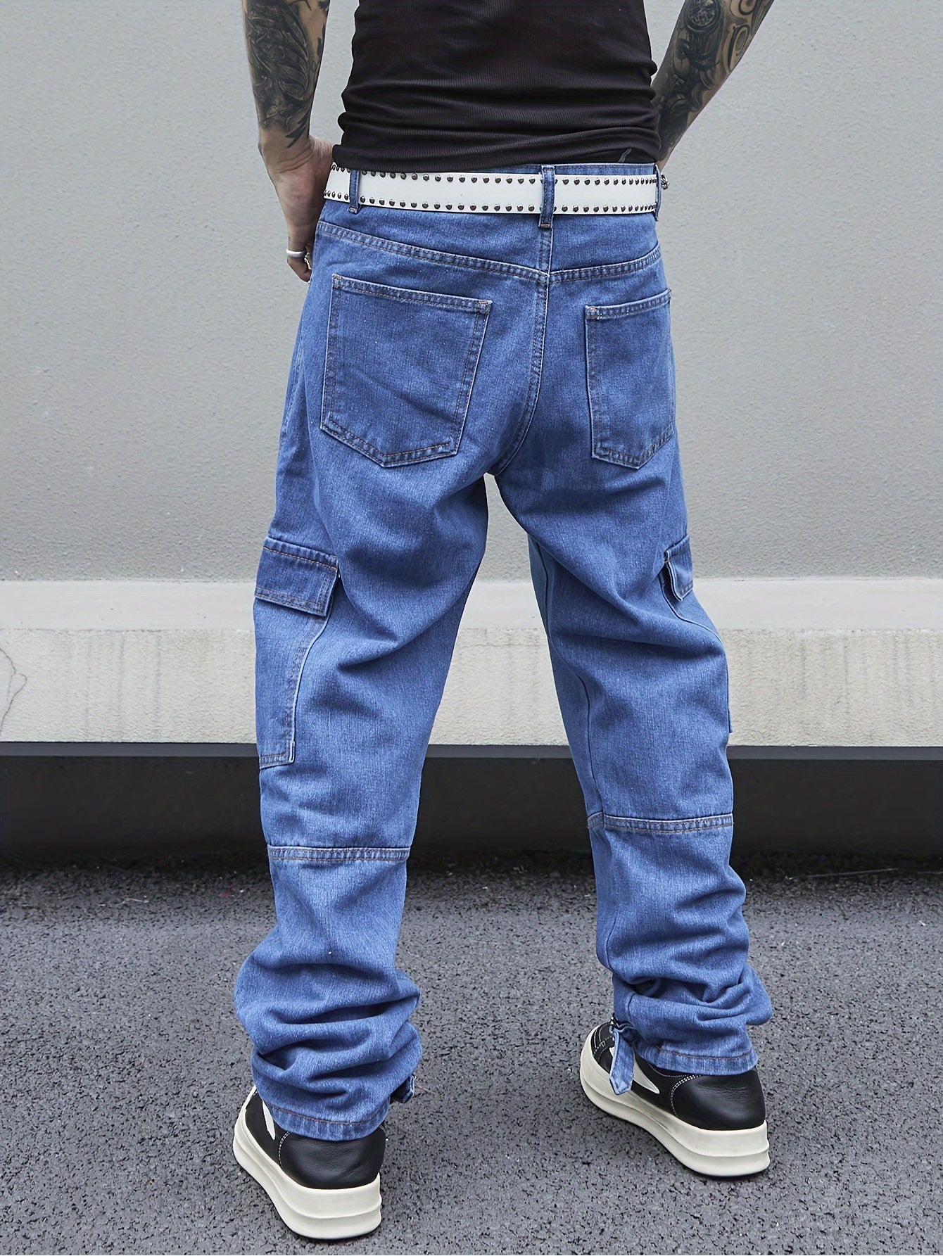Men's Loose Fit Wide Leg Jeans, Men's Stylish Comfy Denim Pants, Street Style Fashion